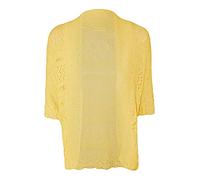 Hina Fashion Womens Ladies Half Sleeve Crop Crochet Knitted Bolero Shrug Cardigan (Small, Yellow)