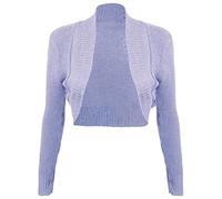 Hina Fashion Womens Long Sleeves Knitted Bolero Shrug Ladies Open Front Cropped Cardigan Top Lilac