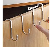 HINAA 2 Pack Over Door Hanger, Over Cabinet Hooks, Double S Hook for Towel Coat Jacket Robes Purse, Over The Door Hooks Hanger for Entryway Bathroom & Kitchen Cabinet Shower Glass Door, Towel Hooks
