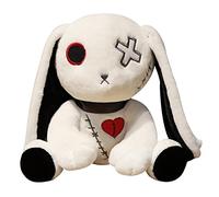 HINAA Halloween Goth Lop Eared Rabbit Plushie Toys Soft Comfortable Huggable Stuffed Bunny Animal Plush Toy Snake Doll Gift For Kids On Christmas And Birthday, White