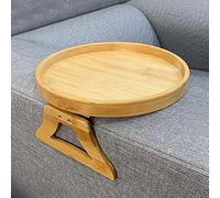 HINAA Wooden Clip Table For Sofa Arm, Stable Couch Armrest Tray, 25cm Sofa Arm Tray Table For Wide Couches, Foldable Couch Arm Clip Table For Eating And Drinking