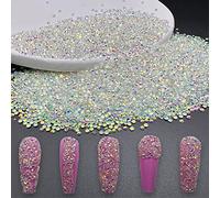 HINABTRU 10000 Pixie Nail Crystals - Iridescent Shine Mini 1.3mm Crushed Rhinestones & Sugar Crystal Beads
