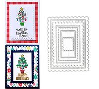 hinana 7pcs/Set Rectangle Frame Metal Die Cuts, Scallops Stitched Nesting Tag Background Cutting Dies Cut Stencils for DIY Scrapbooking Album Decorative Embossing Paper Card Making
