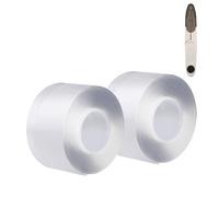 Hinapan Pack of 2 Double-Sided Tape and Scissors, Removable Nano Tape, Double-Sided Transparent Adhesive Pads, Removable, Reusable, for Posters, Carpets, Pictures, Wall