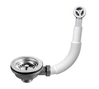Hinata Kitchen Sink Waste Kit With Overflow Pipes - Wash Basin Overflow Head and Pipe - Rectangle Interface (Round), Black (H-YSQTZ)