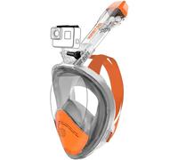 HINATAA 180°Full Face Snorkel Mask,Double Floating Ball Design Anti-Leak Free Breathing,Full Dry Anti Fog Breathing System Snorkeling Mask,Professional Snorkeling Set (Orange, S/M)