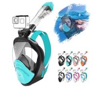 HINATAA 180°Full Face Snorkel Mask,Double Floating Ball Design Anti-Leak Free Breathing,Full Dry Anti Fog Breathing System Snorkeling Mask,Professional Snorkeling Set (Black Green, L/XL)