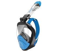 HINATAA 180°Full Face Snorkel Mask,Double Floating Ball Design Anti-Leak Free Breathing,Full Dry Anti Fog Breathing System Snorkeling Mask,Professional Snorkeling Set (Black Blue, L/XL)
