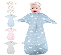 HINATAA Baby Swaddle Sack, Swaddle Transitional Bag, Newborn Boy or Girl Adjustable Sleep Sack Breathable Soft 100% Cotton Suit for Kids Aged 0-3/3-6 Months (Clouds, 0-3 Months)