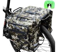HINATAA Bicycle Bags for Pannier Rack, 30 L Double Bicycle Bag, Rear Pannier Rack, Waterproof Bicycle Pannier Bag with Rain Cover, Pannier Rack Bag with Reflective Bands (Camouflage)