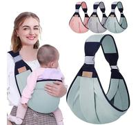 HINATAA Breathable Baby Sling, Adjustable Baby Carrier, Baby Carrier Wrap, Quick Dry, Thick Shoulder Straps for 0-36 Months Baby (Green a)