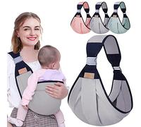 HINATAA Breathable Baby Sling, Adjustable Baby Carrier, Baby Carrier Wrap, Quick Dry, Thick Shoulder Straps for 0-36 Months Baby (Grey a)