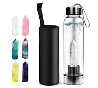 HINATAA Crystal Water Bottle, Removable Healing Natural Quartz Water Bottle, 550 ml (Clear)