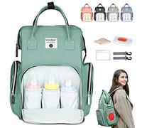 HINATAA Diaper Bag Backpack, Multi-Functional Waterproof Mommy Diaper Bag, Large Capacity Diaper Bag with Diaper pad and Insulated Pockets, Durable Baby Diaper Bag for Baby Care (Green)