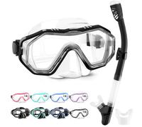HINATAA Dry Snorkel Set,Multi-Colors 180° View Anti-Fog Diving Goggle and Silicone Anti-Leak Dry Snorkel Tube,Profession Snorkeling Gear, Easy Breath Snorkel Mask for Adult and Teenagers (Black White)