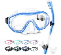 HINATAA Dry Snorkel Set, Multi-Colors 180° View Anti-Fog Diving Goggle and Silicone Anti-Leak Dry Snorkel Tube, Profession Snorkeling Gear, Easy Breath Snorkel Mask for Adult and Teenagers (Blue)