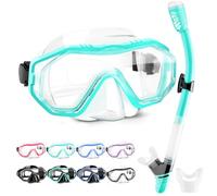 HINATAA Dry Snorkel Set, Multi-Colors 180° View Anti-Fog Diving Goggle and Silicone Anti-Leak Dry Snorkel Tube, Profession Snorkeling Gear, Easy Breath Snorkel Mask for Adult and Teenagers (Green)