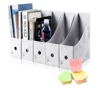HINATAA File Magazine Holder,5 PCS Kraft Paper Magazine Rack Files Folder ,Storage Organiser Sorter Storage Shelf excellent for school dormitory,office,home files storage (Marble)