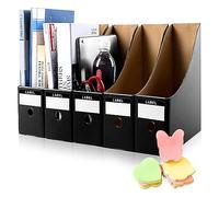 HINATAA File Magazine Holder,5 PCS Kraft Paper Magazine Rack Files Folder ,Storage Organiser Sorter Storage Shelf excellent for school dormitory,office,home files storage (Black)
