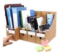 HINATAA File Magazine Holder, 5 PCS Kraft Paper Magazine Rack Files Folder, Storage Organiser Sorter Shelf - Excellent for School, Dormitory, Office, Home Files (Khaki)