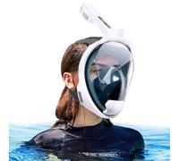 HINATAA Full Face Snorkel Mask, 180°Panoramic View Double Floating Ball Snorkeling Mask, Anti-Fog Full Face Diving Mask, with Detachable Camera Mount, for Adults Youth (White, S/M)