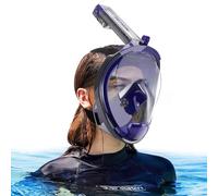 HINATAA Full Face Snorkel Mask, 180°Panoramic View Double Floating Ball Snorkeling Mask, Anti-Fog Full Face Diving Mask, with Detachable Camera Mount, for Adults Youth (Purple, L/XL)