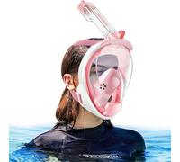 HINATAA Full Face Snorkel Mask, 180°Panoramic View Double Floating Ball Snorkeling Mask, Anti-Fog Full Face Diving Mask, with Detachable Camera Mount, for Adults Youth (Pink, S/M)