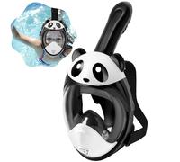HINATAA Kids Snorkel Mask Full Face, Cute Animals Shape 180° Panoramic View Full Face Diving Mask, Wider Breathe Tube Anti-Fog & Dry Top Snorkel Set, Scuba Mask for Kids Aged 4-12 (Panda)