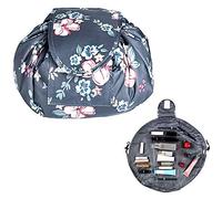 HINATAA Lazy Drawstring Makeup Bag, Travel Cosmetic Bag Large Capacity Drawstring Makeup Bag Lazy Cosmetic Bag Beam Mouth Storage Bag Cosmetic Pouch Travel Storage Bag (Flower)