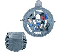 HINATAA Lazy Drawstring Makeup Bag, Travel Cosmetic Bag Large Capacity Drawstring Makeup Bag Lazy Cosmetic Bag Beam Mouth Storage Bag Cosmetic Pouch Travel Storage Bag (Grey)