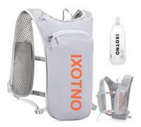 HINATAA Running Hydration Vest Backpack, 5L Lightweight Running Vest Backpack, Adjustable Chest Straps Running Hydration Vest, with Water Bladder Bag or Soft Flask (Orange With 500ml Soft Flask)
