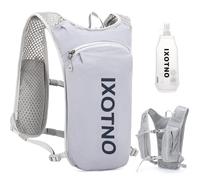 HINATAA Running Hydration Vest Backpack, 5L Lightweight Running Vest Backpack, Adjustable Chest Straps Running Hydration Vest, with Water Bladder Bag or Soft Flask (Grey With 500ml Soft Flask)