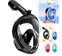 HINATAA Snorkel Mask 180°Full Face, Diving Mask Free Breathing Design Anti-Fogging and Anti-Leak Technology with Adjustable Head Straps for Adult Youth Kids (S/M, Black)