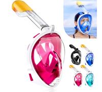 HINATAA Snorkel Mask 180°Full Face, Diving Mask Free Breathing Design Anti-Fogging and Anti-Leak Technology with Adjustable Head Straps for Adult Youth Kids (S/M, Pink)