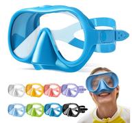HINATAA Snorkel Set Adults, Fashionable Macaron Colors Frameless Snorkeling Mask, Ultra Wide View Anti-Fog Snorkel Mask Set, Portable Professional Diving Snorkeling Set (Dark blue (No breathing tube))