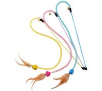 HINAYOSAN 3Pieces Soft Feathered Interactive Cats Wand Toy Set Flexible Net Tube Designs Enhances Agilities And Mental Focusing Cats Exercise Toy
