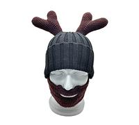 HINAYOSAN Christmas Prank Antler Beard Hat Creative Strange Knitted Handmade Woolen For Halloween Funny Party Hats For Babies Kids Boy Girl Toddler Cotton Big Ear Pearl Bow Women Men Antler Beard