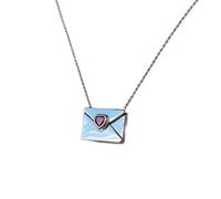 HINAYOSAN Engraved Mail Envelope Neck Chain Unique Photo Locket Necklace Delicate Pendant Neckchain Collarbone Chain Jewelry Heart Locket Necklace