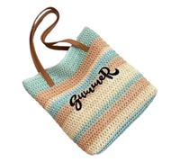 HINAYOSAN Fashionable Rainbow Woven Beach Bag Large Capacity Shoulder Bags Vacation Handbag For Trendy Women Who Love The Outdoor Beach Bags For Women