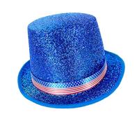 HINAYOSAN Glittering Tall Hat For Masquerade Party Gentleman Jazzy With Satins Belt For Adult Independence Days Celebration Social Gathering Hat