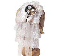 HINAYOSAN Lace Headdress Gorgeous Pearl Top Hat Cute Ribbon Bows Sweet Bowknot Headwear Anime Cosplay Headpiece Ribbon Bows Round Top