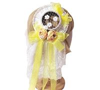 HINAYOSAN Lace Headdress Gorgeous Pearl Top Hat Cute Ribbon Bows Sweet Bowknot Headwear Anime Cosplay Headpiece Ribbon Bows Round Top