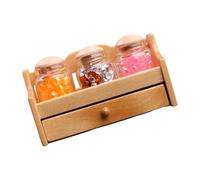 HINAYOSAN Miniature Kitchen Display Rack For Model Scene Decors Wood Shelf With Spices Container Jar Doll House Accessory Shelf For Doll House