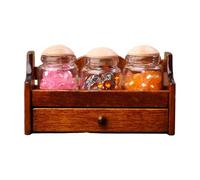 HINAYOSAN Miniature Kitchen Display Rack For Model Scene Decors Wood Shelf With Spices Container Jar Doll House Accessory Shelf For Doll House
