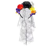 HINAYOSAN Skeleton Hand Veil Skull Headpiece Day Of The Death Hairband For Costume Parties Stage Performances And Festival Event Halloween Hair Accessories
