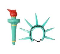 HINAYOSAN Statue Of Liberties Crowns And Torch Set For Womens Teens Halloween Costumes Cosplay Props Patriotic Party Accessories Statue Of Headband Torch And Crown Set Statues Costume Accessory