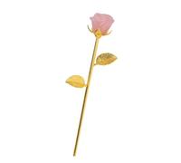 HINAYOSAN Stone Carved Rose Golden Base Rose Ornament Stone Carving Ornament Gold Base Flower Sculpture for Various Occasion Fashion Accessory