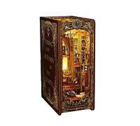 HINAYOSAN Wooden Puzzle Booknook Bookshelf Insert Decor Alley Bookends Model Creativity Kit With LED Light Miniature Booknook Kits For Adults Kids