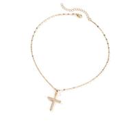 HINAYOSAN Zirconia Inlaid Coppers Crucifix Pendant Necklace Spiritual Choker Fashion Accessory For Religious Event And Daily Wear Crucifix Necklace
