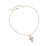 HINAYOSAN Zirconia Inlaid Coppers Crucifix Pendant Necklace Spiritual Choker Fashion Accessory For Religious Event And Daily Wear Crucifix Necklace